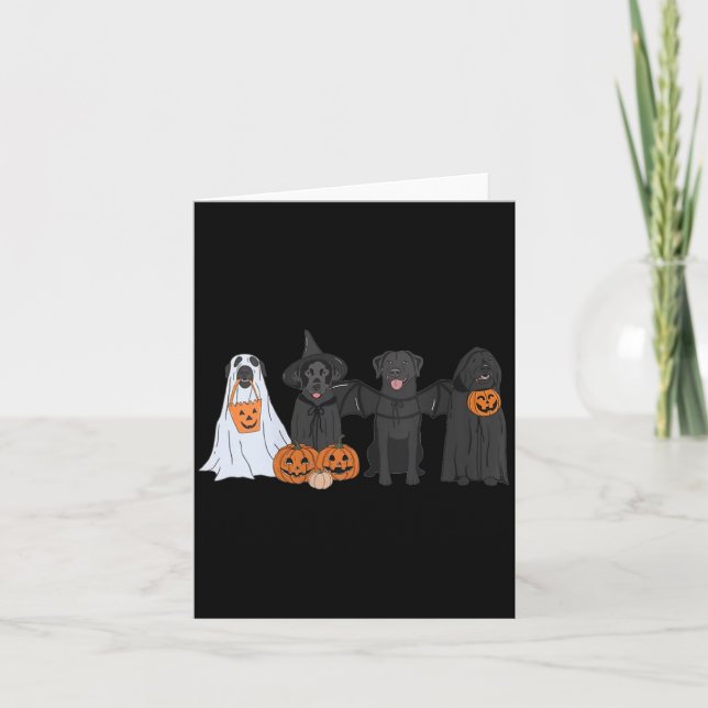 Tarjeta Mujeres Labrador Negro Con Disfraz De Fantasma De  (Anverso)