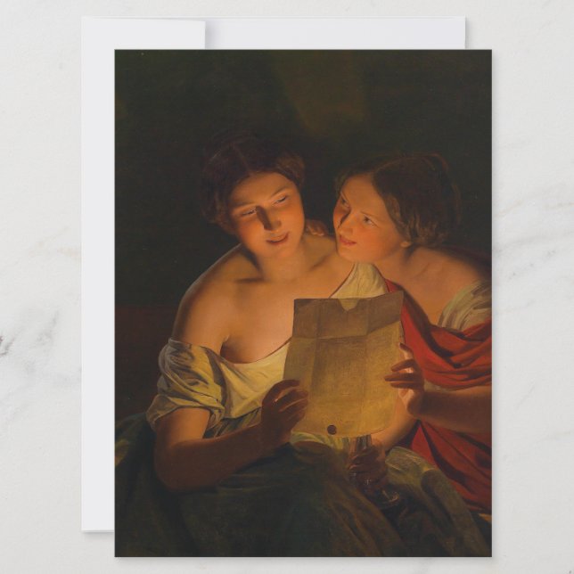 Tarjeta Mujeres leyendo una carta de amor (Anverso)