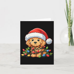 Tarjeta Mujeres Navidades de Goldendoodle iluminan a perro