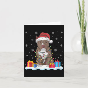 Tarjeta Mujeres Pitbull Perro Santa Hat Árbol de Navidad L