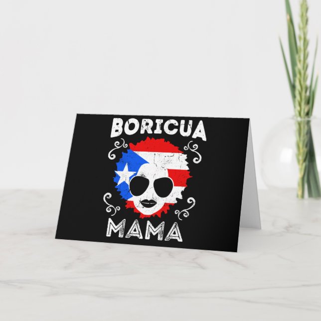 Tarjeta Mujeres Puerto Rico Boricua Mama Flag Día de la Ma (Anverso)