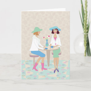 Tarjeta Mujeres que charlan en un café - Notecard en