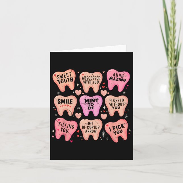 Tarjeta Mujeres Retro Dental Diente San Valentín Caramelo  (Anverso)