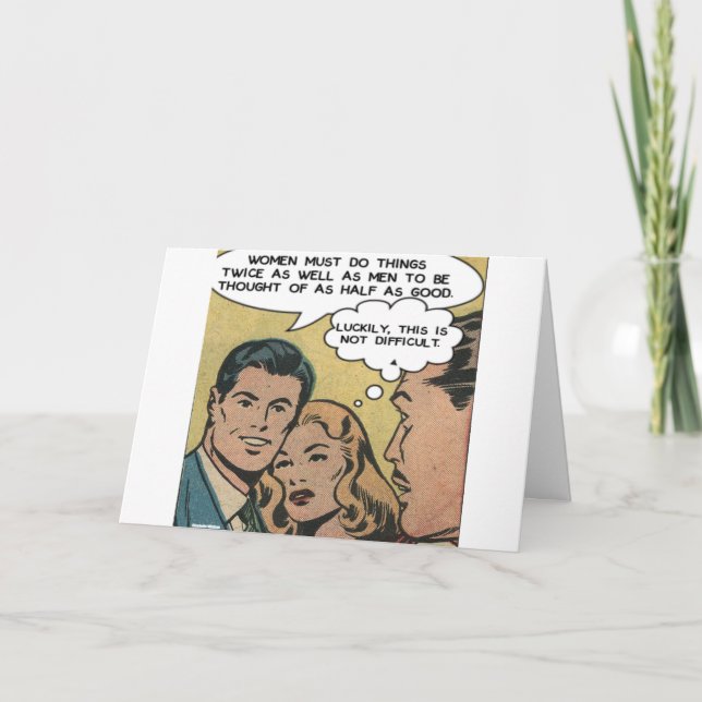 Tarjeta Mujeres Trabajan el Doble que los Hombres Charlott (Anverso)