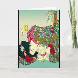 Tarjeta Mujeres y gatos japoneses