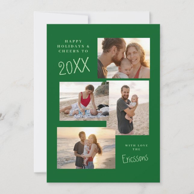 Tarjeta multiCollage de fotos moderna (Anverso)