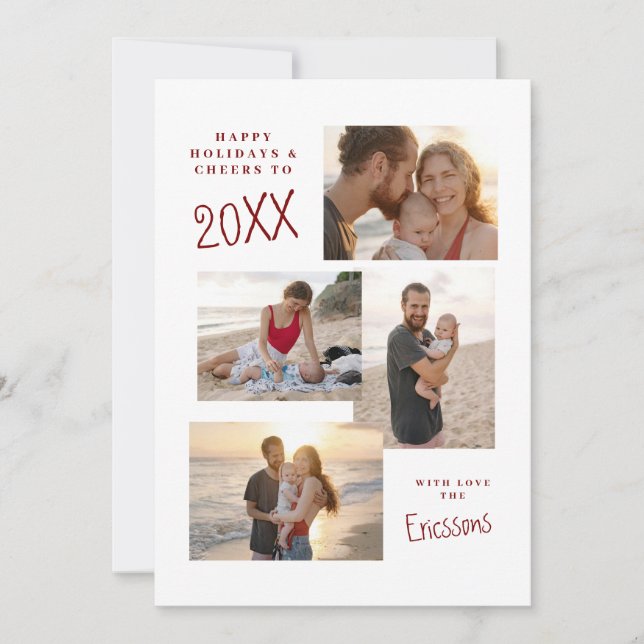 Tarjeta multiCollage de fotos moderna (Anverso)