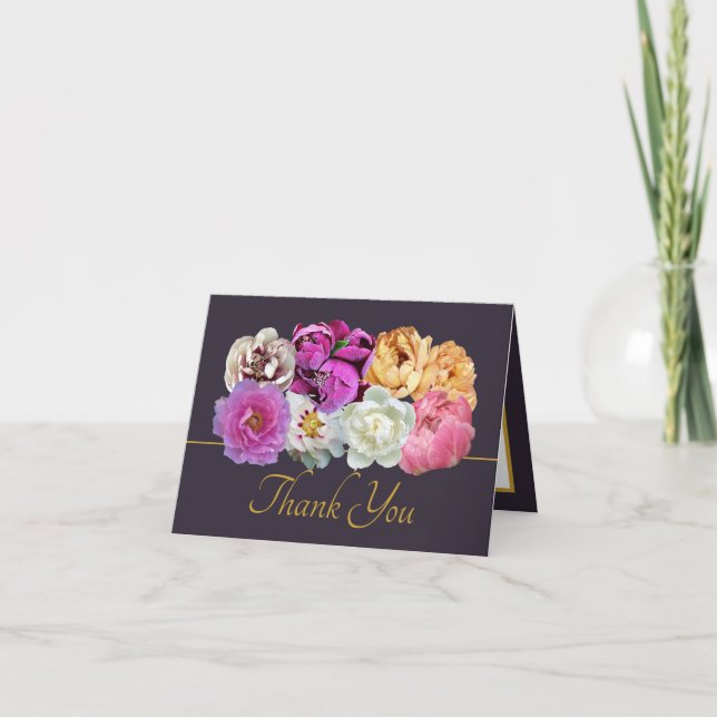 Tarjeta Multicolor Peonies Botanical Elegant Thank You (Anverso)