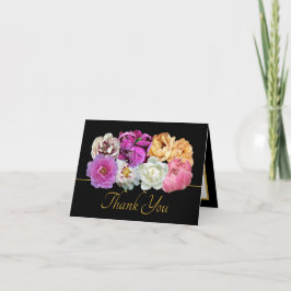 Tarjeta Multicolor Peonies Botanical Elegant Thank You