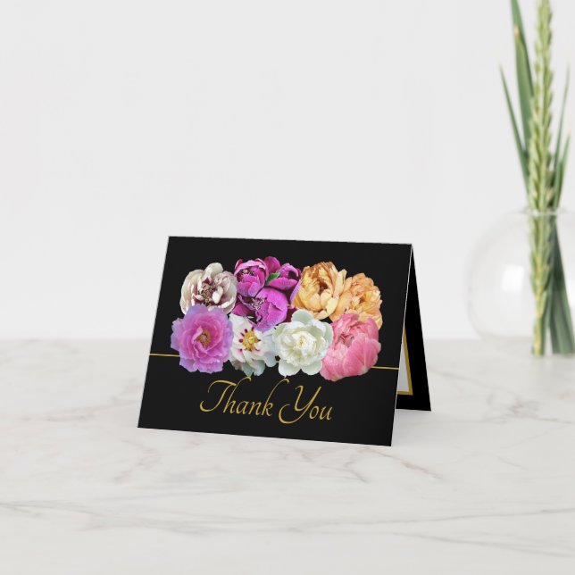 Tarjeta Multicolor Peonies Botanical Elegant Thank You (Anverso)
