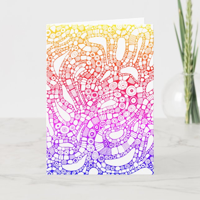 Tarjeta Multicolor Wavy Circles Square Abstract Drawing (Anverso)