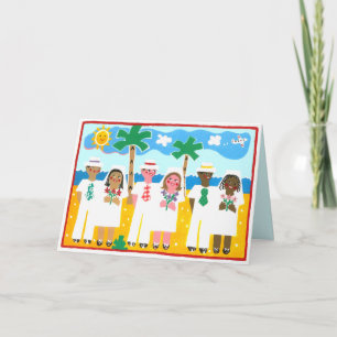 Tarjeta multicultural de la enhorabuena del boda