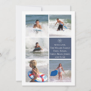 Tarjeta multifoto de doble cara de copo de nieve a