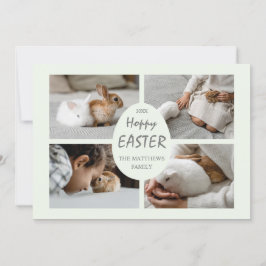 Tarjeta multifoto de Hoppy Easter. verde pastel.