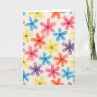 Tarjeta Múltiples Colores de Agua Floral Saludo en Blanco