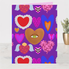 Tarjeta Múltiples corazones coloridos de San Valentín