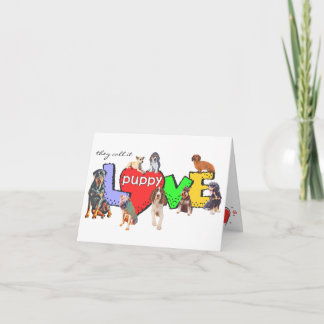Tarjeta Múltiples perros crían carta de amor de cachorros
