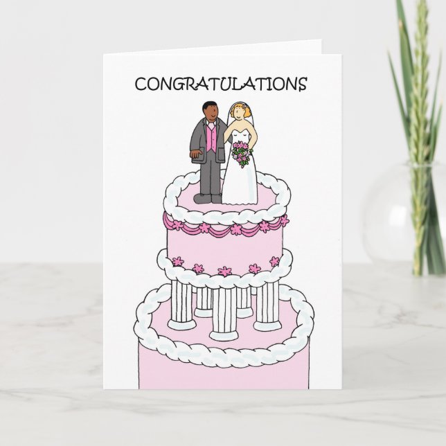 Tarjeta Multiracial Pareja Boda Felicitaciones. (Anverso)