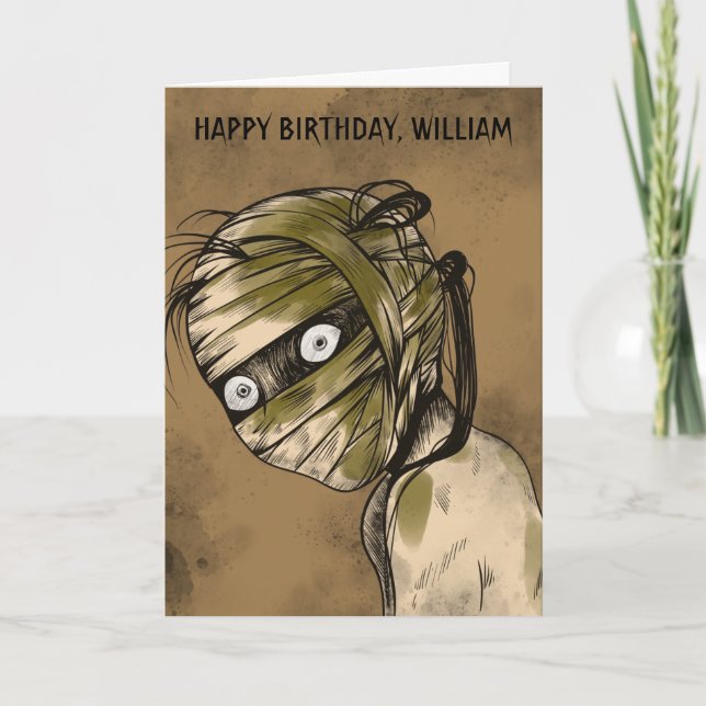Tarjeta Mummy Monster Custom Zombie Birthday (Anverso)