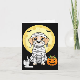 Tarjeta Mummy Perrito Lindo Halloween Luna Llena Cachorro 