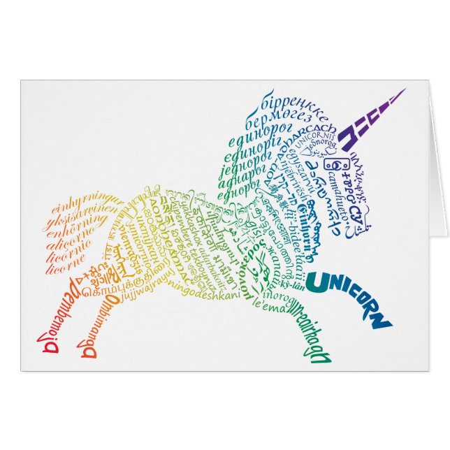 Tarjeta mundial de unicornio - Arcoiris brillante (Anverso (Horizontal))