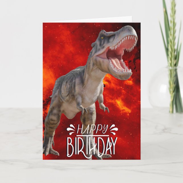 Tarjeta Mundo Jurásico de los Dinosaurios de Cumpleaños (Anverso)