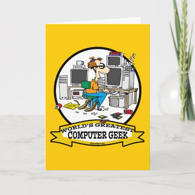 TARJETA MUNDO MAYOR COMPUTADORA GEEK HOMBRES PERSONALIZADO (Anverso)