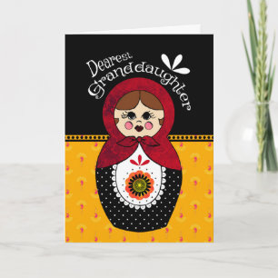 Tarjeta Muñeca de Babushka del cumpleaños de la nieta