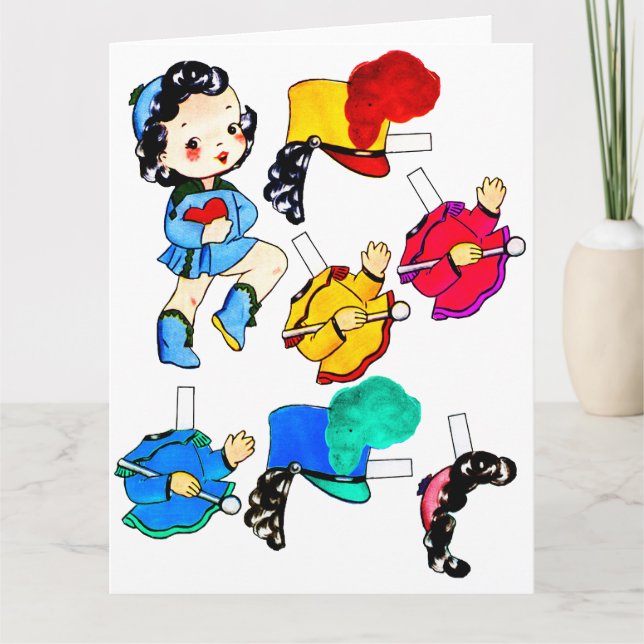 Tarjeta Muñeca de papel Chica de la banda escolar Cortar s (Anverso)