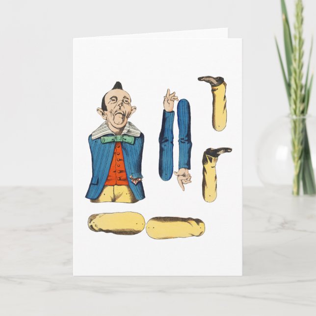 Tarjeta muñeca de papel de anciano extraño cortada (Anverso)