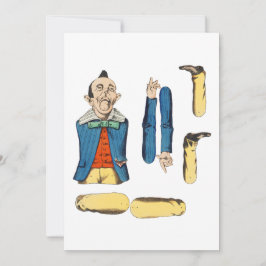 Tarjeta muñeca de papel de anciano extraño cortada