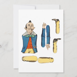 Tarjeta muñeca de papel de anciano extraño cortada