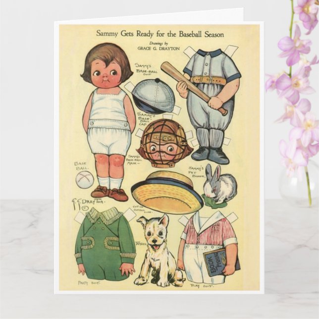 Tarjeta Muñeca de papel de béisbol ⚾ Dolly Dingle Reproduc (Orquídea)