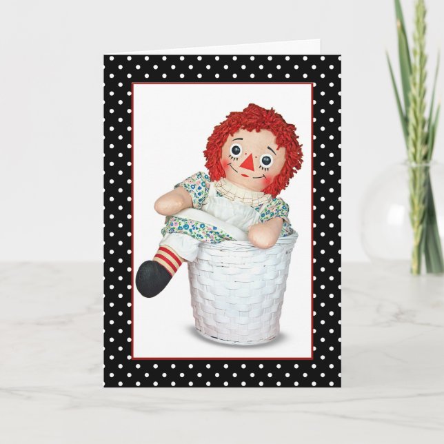 Tarjeta Muñeca de Trapo Cumpleaños con Lunares (Anverso)