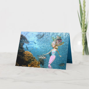 Tarjeta Muñeca Famosa disfrazada de Sirena