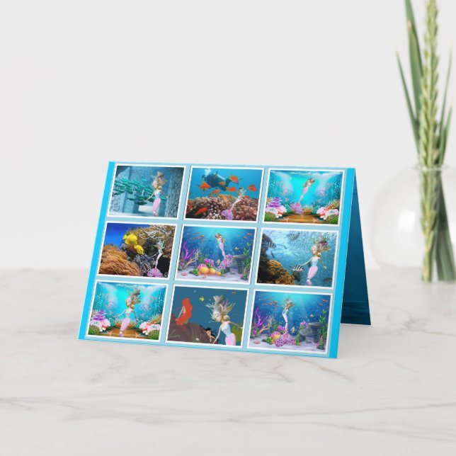 Tarjeta Muñeca Famosa disfrazada de Sirena (Anverso)