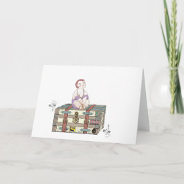 Tarjeta Muñeca pequeña en un tronco