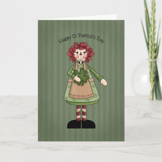 Tarjeta Muñeca Raggedy del día de St Patrick (Anverso)