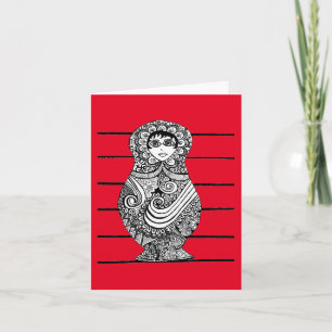 Tarjeta Muñeca Rusa negro y blanco
