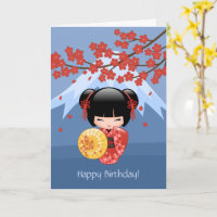 Muñeca Sakura Kokeshi Roja, cumpleaños Cute Geisha