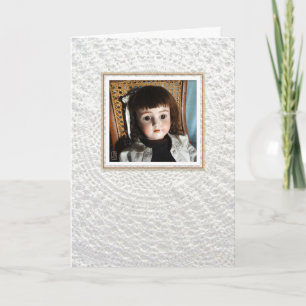 Tarjeta Muñeca victoriana "Francis" en blanco de encaje cr