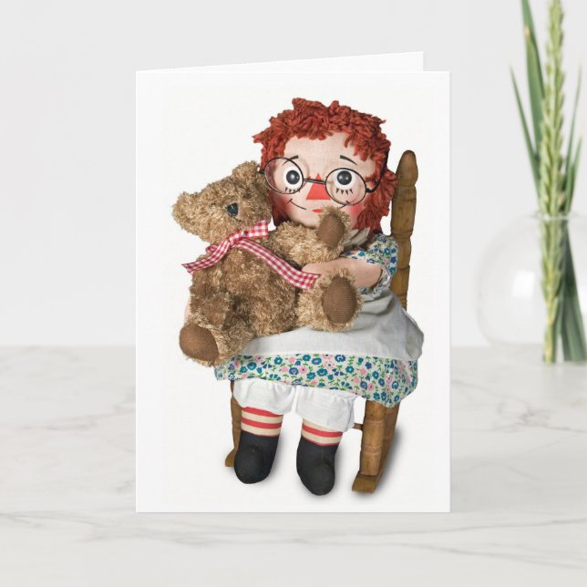 Tarjeta Muñecas de rag y oso de teddy (Anverso)
