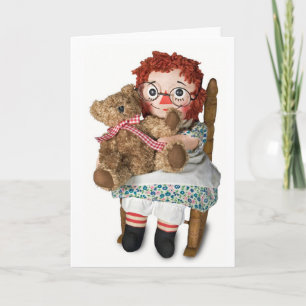 Tarjeta Muñecas de rag y oso de teddy