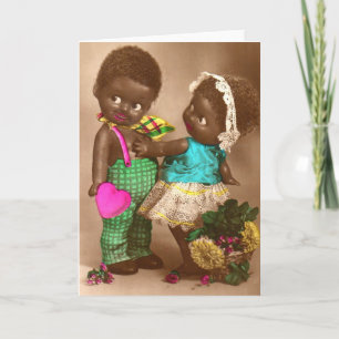 Tarjeta Muñecas negras adorables de RPPC de los años 20 en