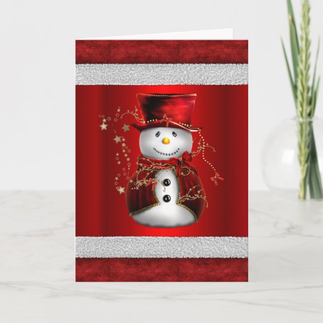 Tarjeta Muñeco de Navidad de terciopelo rojo lindo (Anverso)