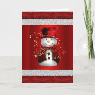 Tarjeta Muñeco de Navidad de terciopelo rojo lindo