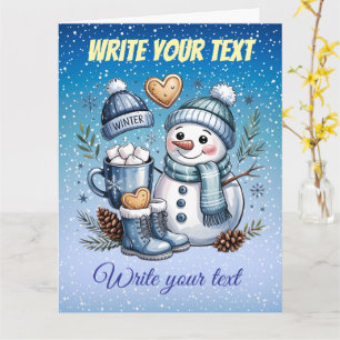 Tarjeta Muñeco de nieve acogedor de invierno