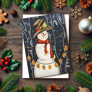 Tarjeta Muñeco de Nieve Acogedor y Bonito Inspiración Navi