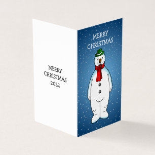 Tarjeta Muñeco de nieve alegre y feliz