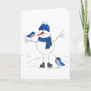 Tarjeta Muñeco de nieve caprichoso de piernas largas